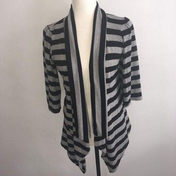 Sweaters - Gray & Black Stripe Cardigan